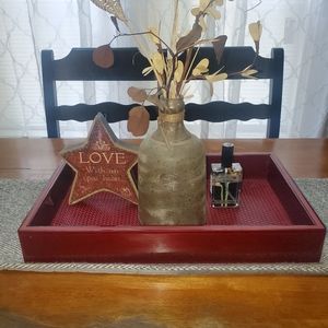 Glass and leather decorative table tray